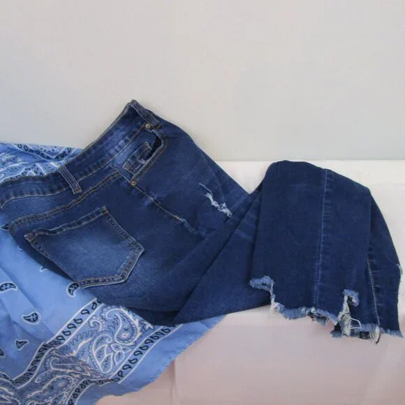 Bamboo Distressed High Rise Stretch Skinny Jeans - Picture 2 of 14